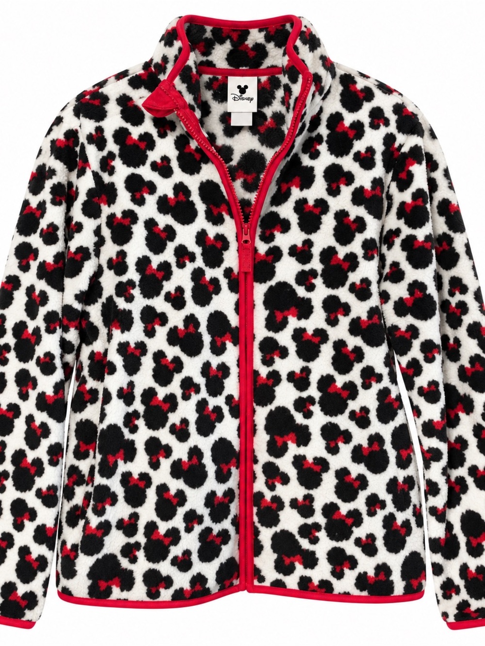 Mickey Mouse Leopard Print Fleece Jacket with Red Details